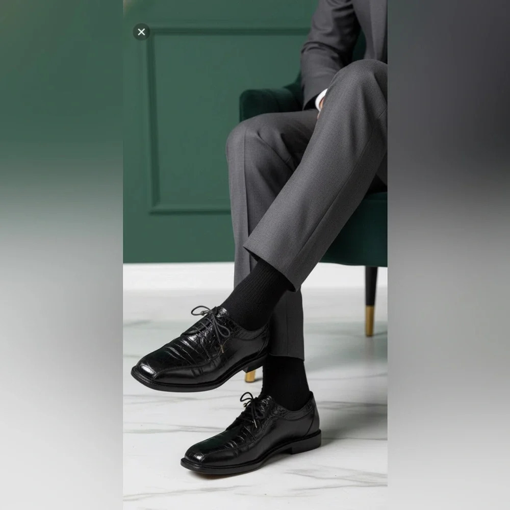 Mezlan Genuine Black Crocodile Oxfords‎ Men’s Size 10.5M